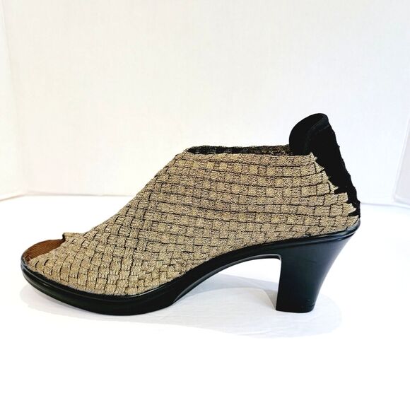 Bernie Mev Claire Peep Toe Booties Womens Size 39 8.5 Bronze Woven Pumps Sandals - Picture 7 of 10